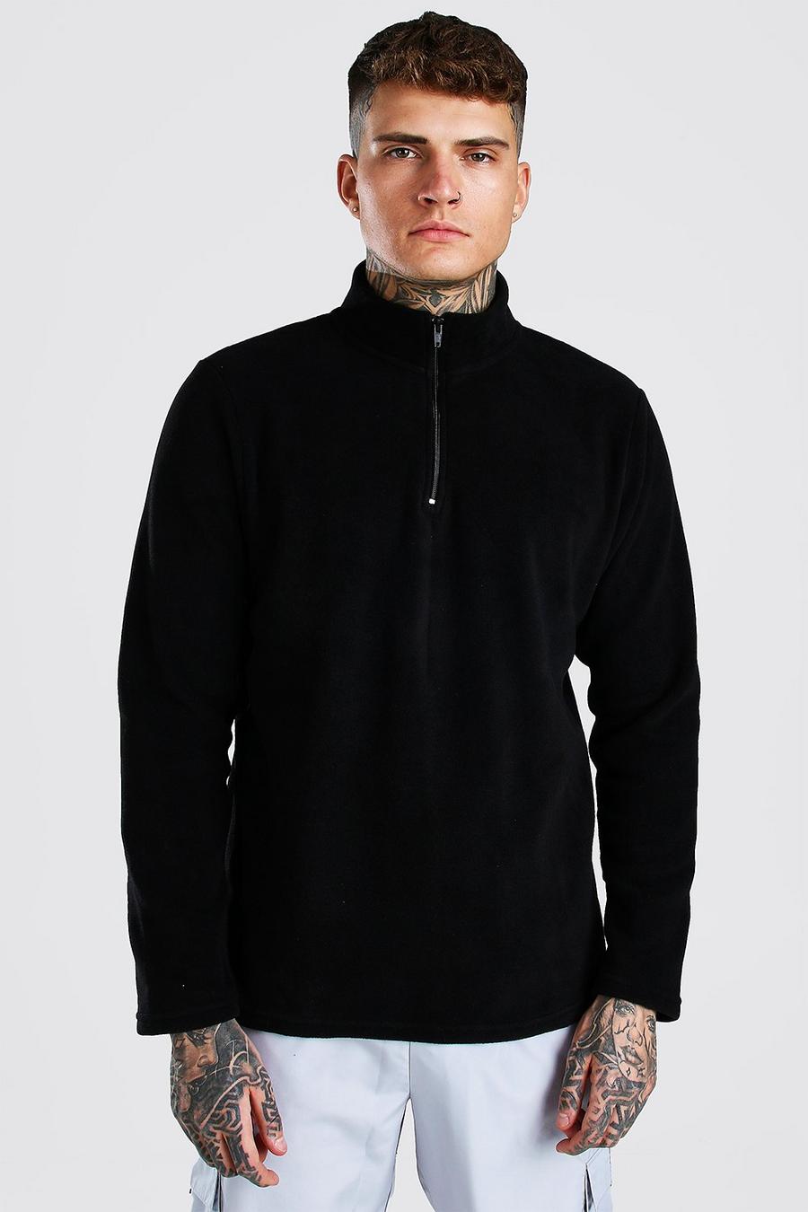 Black Basic Polar Fleece Half Zip Sweatshirt image number 1