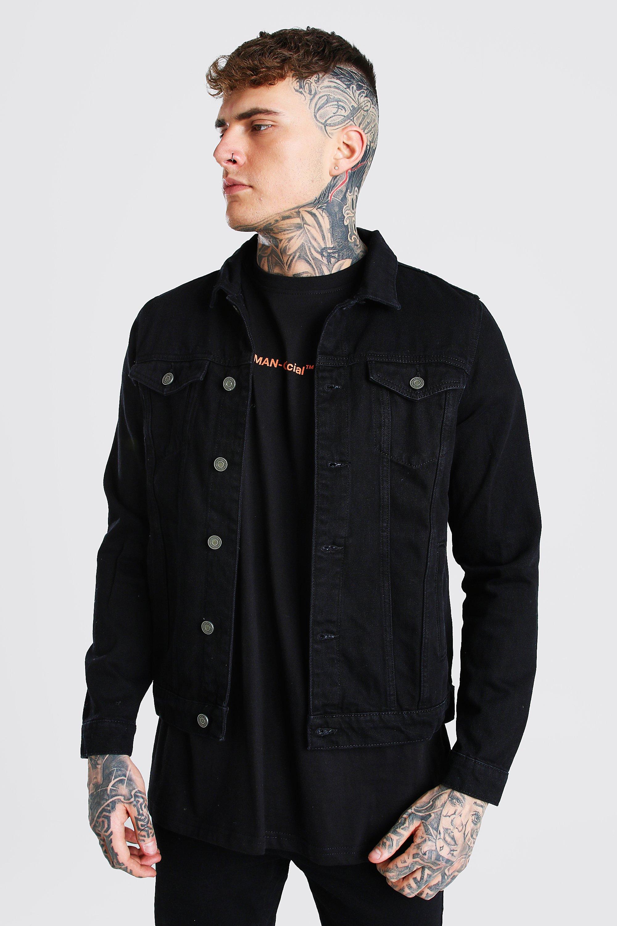 Black denim hotsell jacket back