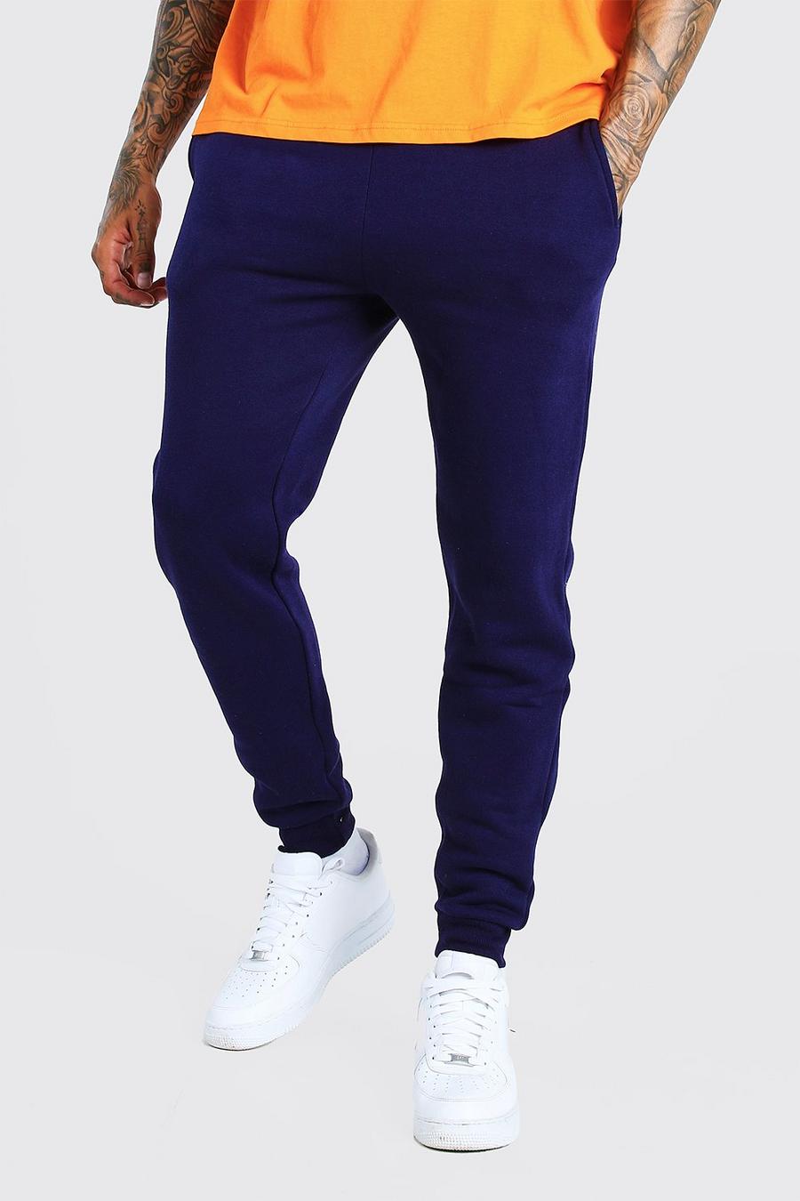 Pantalones de correr skinny básicos con forro polar, Azul marino image number 1