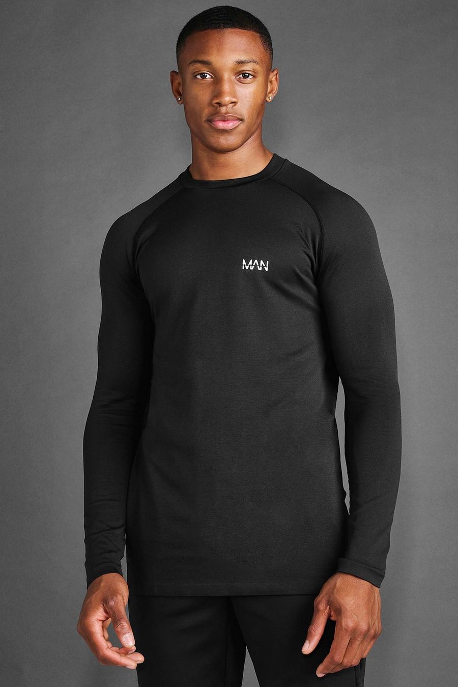 Black Man Sport Naadloos T-Shirt Met Lange Mouwen image number 1