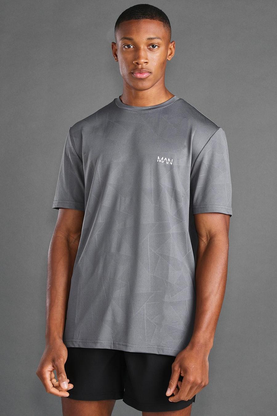 Charcoal Man Sportief T-Shirt Met Bewerkte Stof image number 1