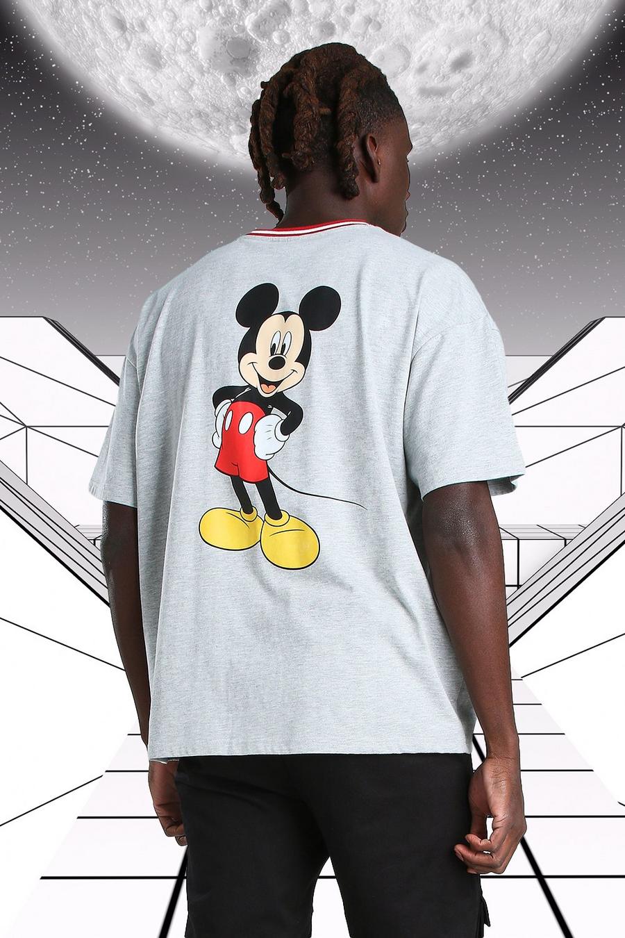 Grey marl Oversized Disney Mickey MAN Ribbed T-Shirt image number 1
