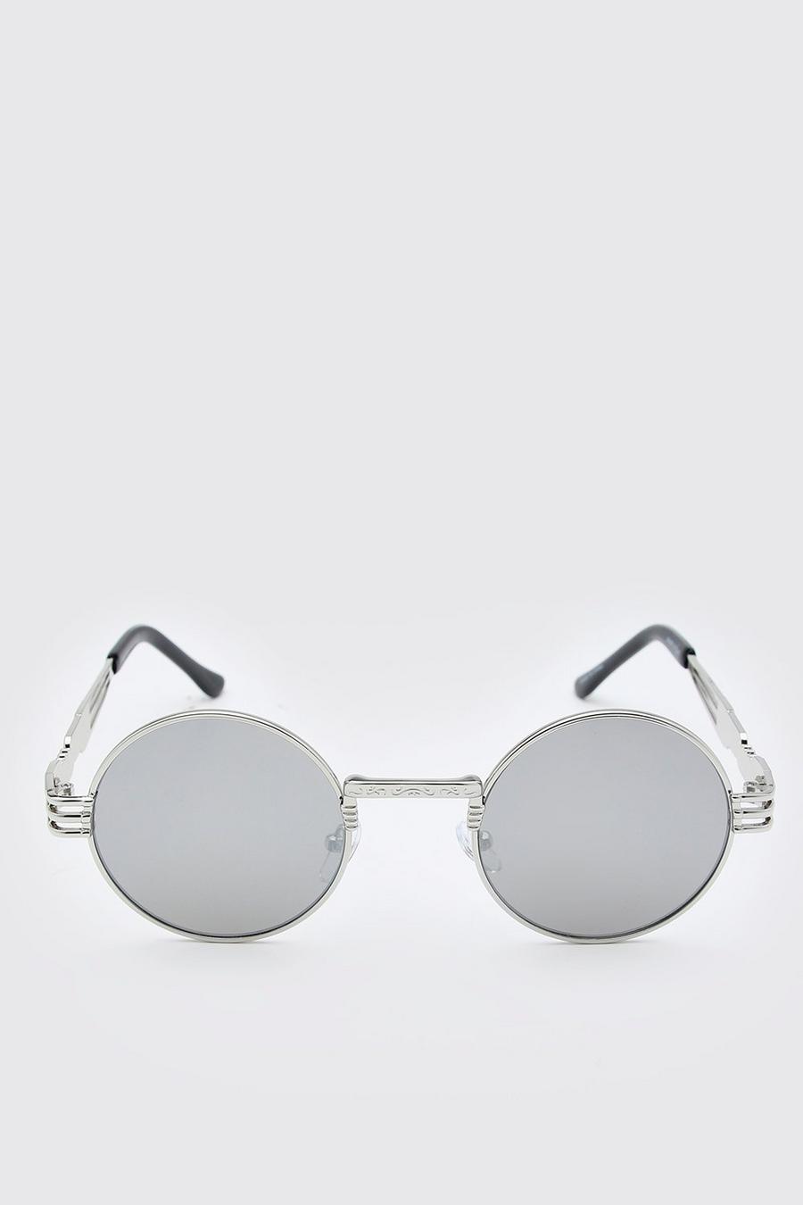 Runde Sonnenbrille mit Vintage-Bügeln, Metall image number 1