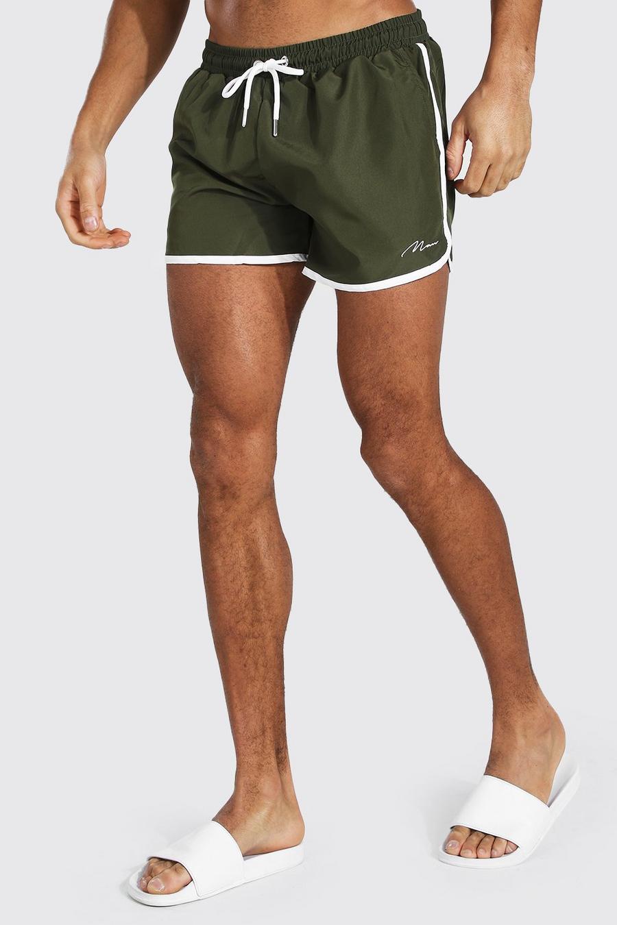 Costume a pantaloncino in stile runner con firma MAN ricamata, Verde image number 1