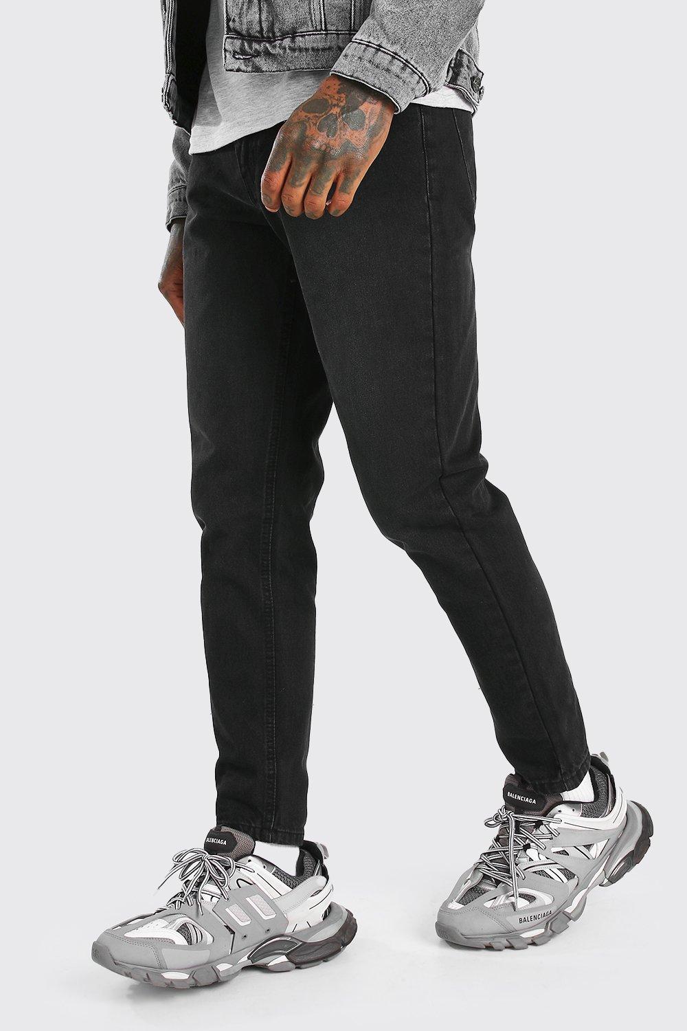 black tapered jeans