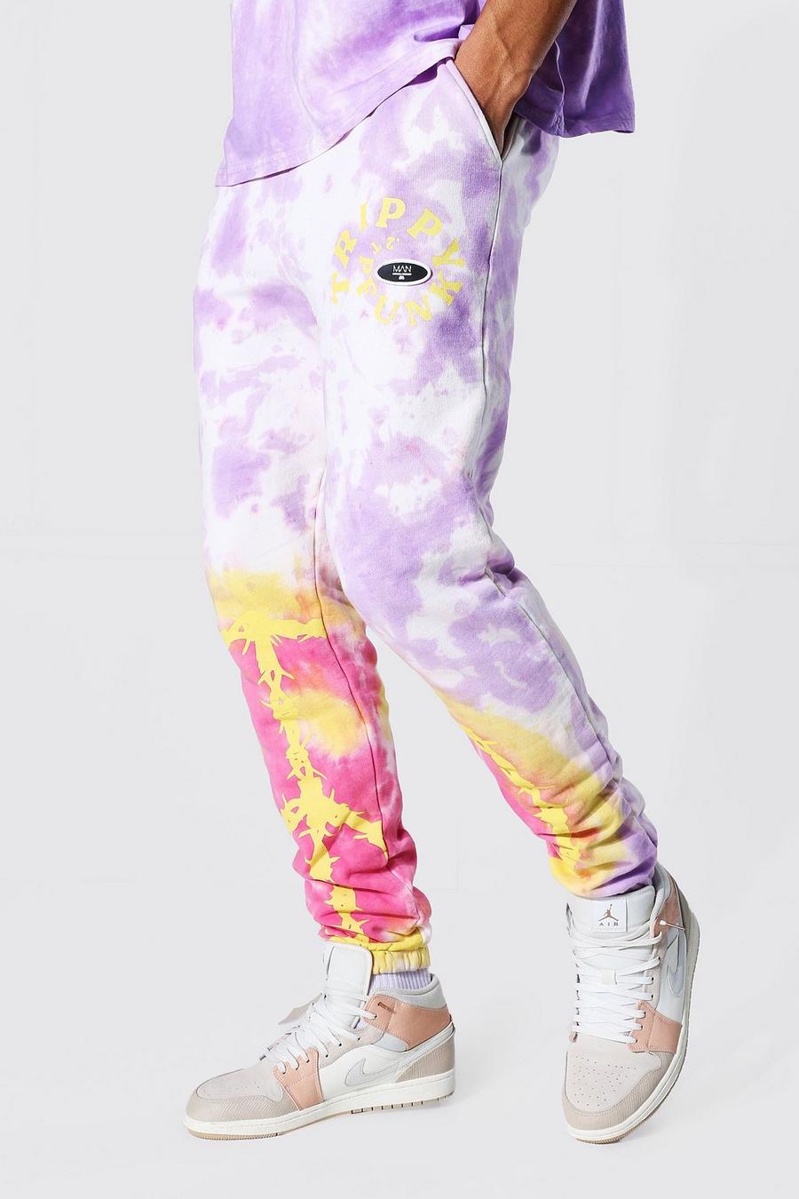 Purple Tall Regular Peace Graphic Tie Dye Joggers image number 1