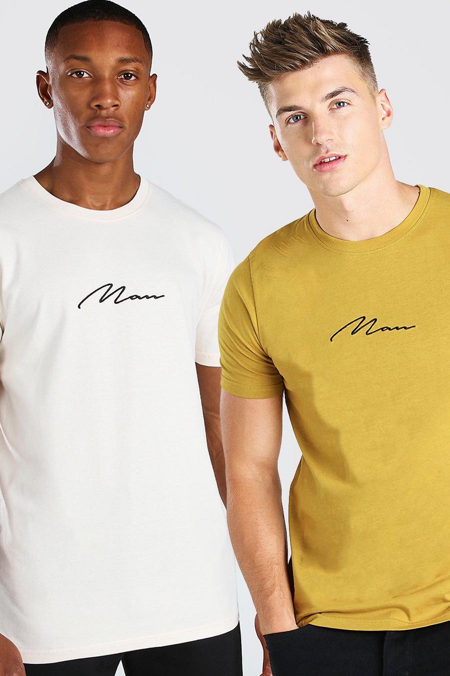 Confezione con 2 T-shirt con scritta MAN, Multi image number 1