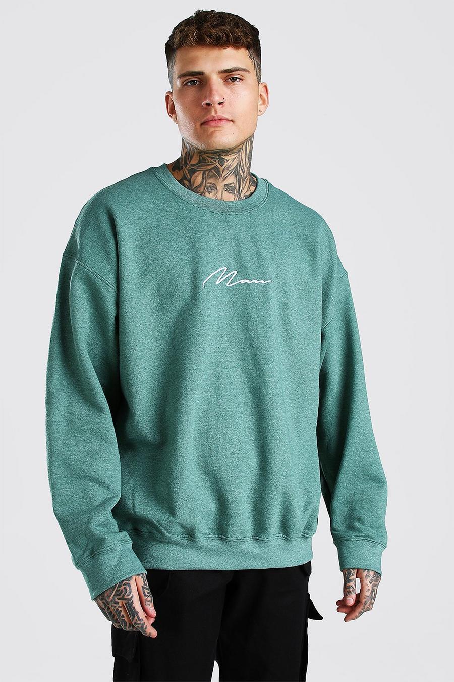 Groen Man Signature Oversized Trui image number 1