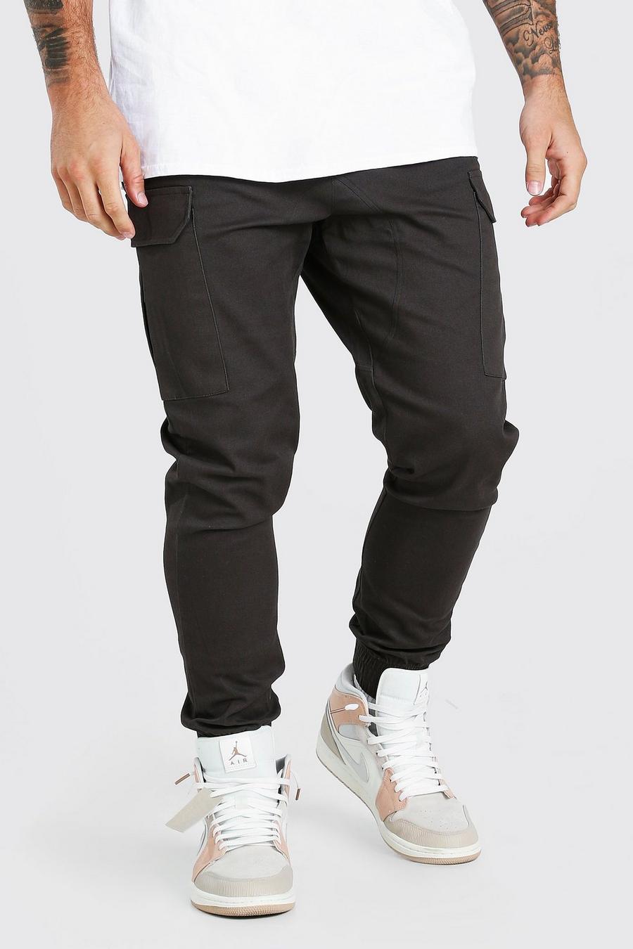 Grey Cargo Pants With Elasticated Waist image number 1
