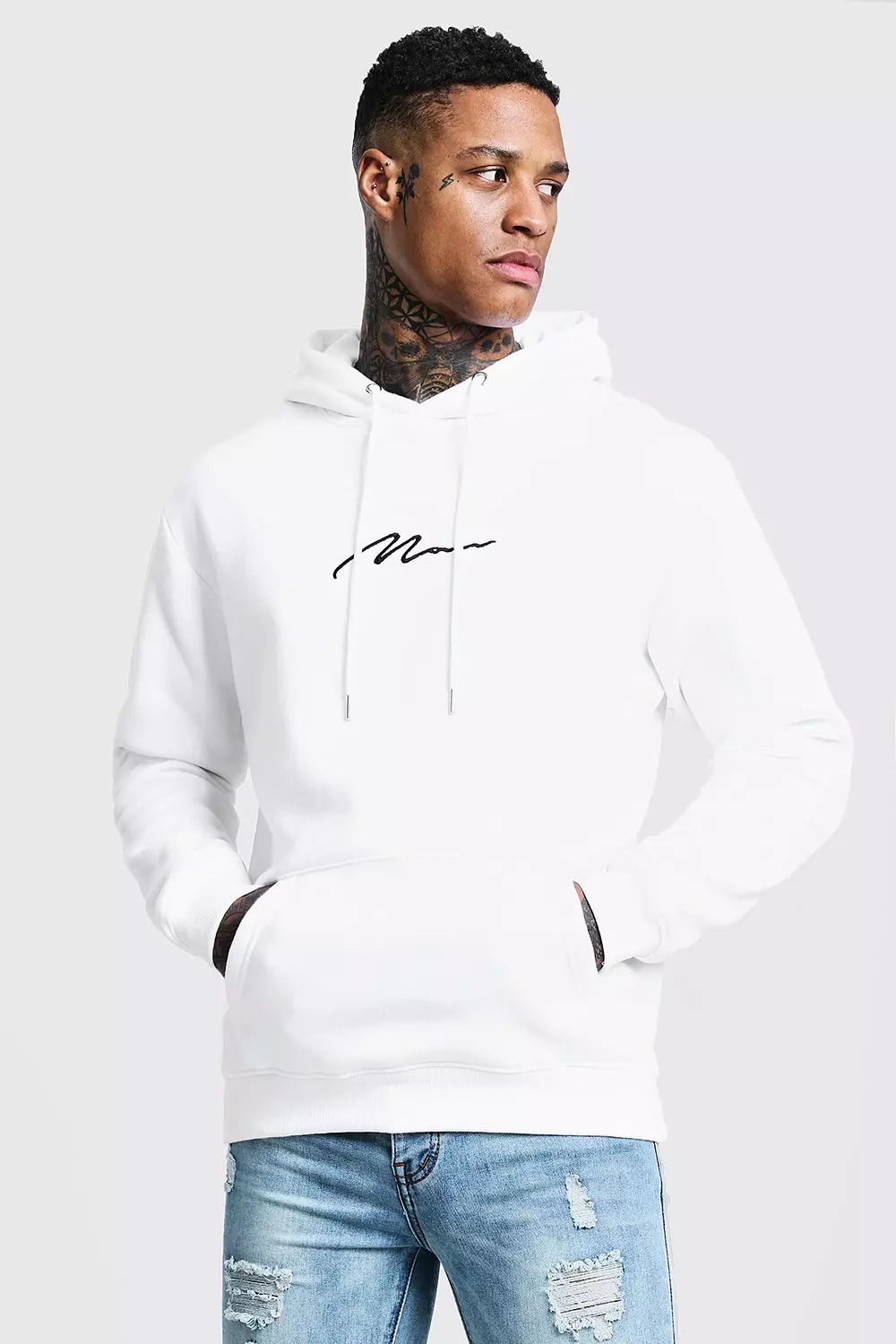 Man signature store embroidered hoodie