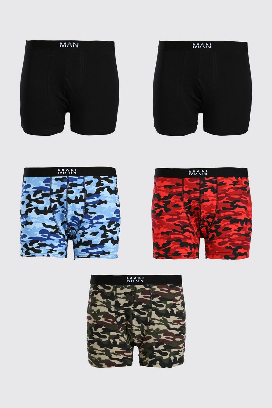 Multi Plus Size 5 Pack MAN Dash Mixed Camo Trunks image number 1
