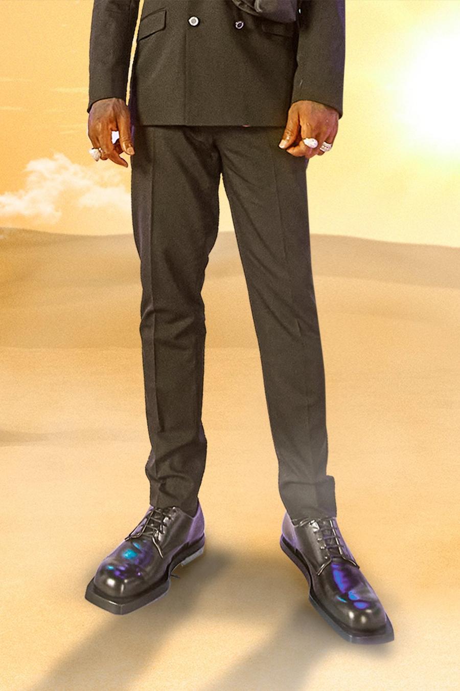 Black Burna Boy Slim Fit Suit Trousers image number 1
