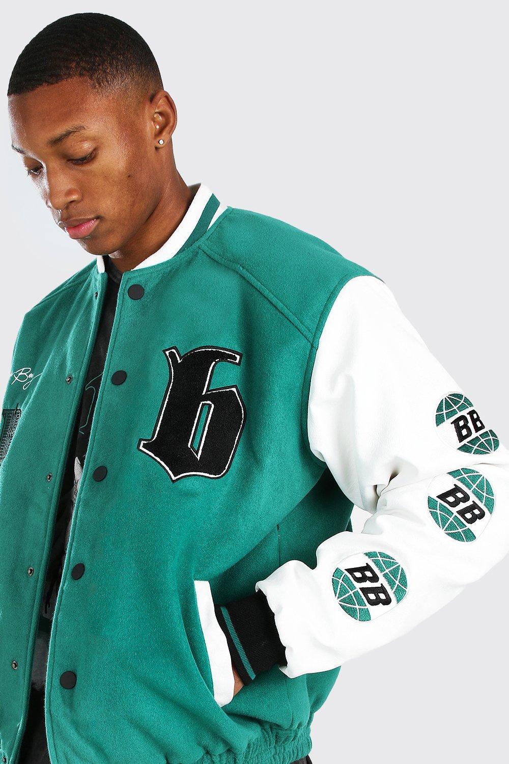 Burna Boy Varsity Bomber Jacket With PU Sleeves