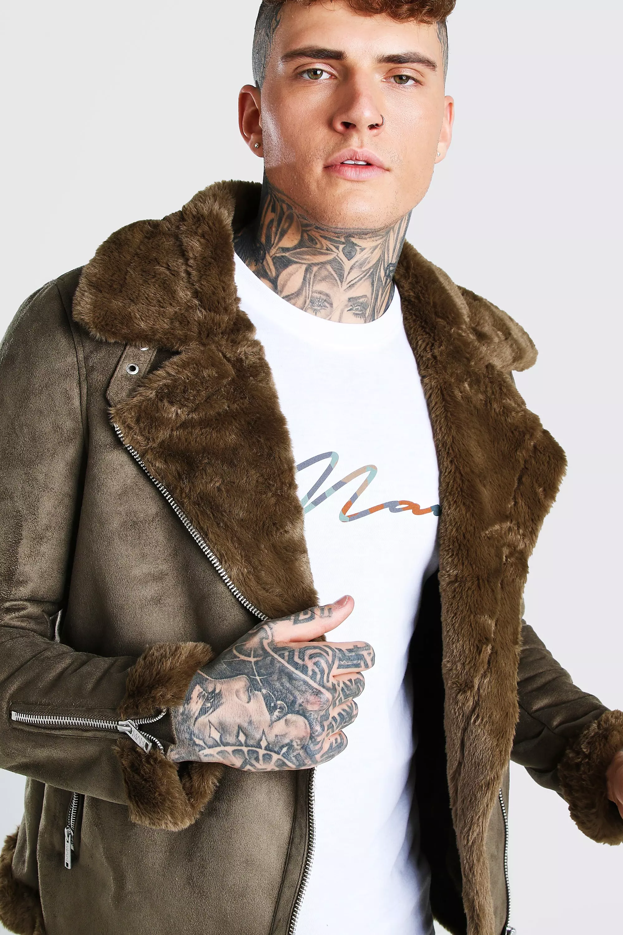 Boohoo faux outlet fur aviator jacket