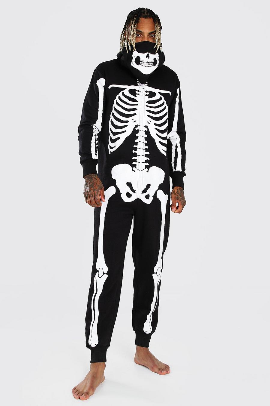 Black Halloween Skeleton Snood Onesie image number 1
