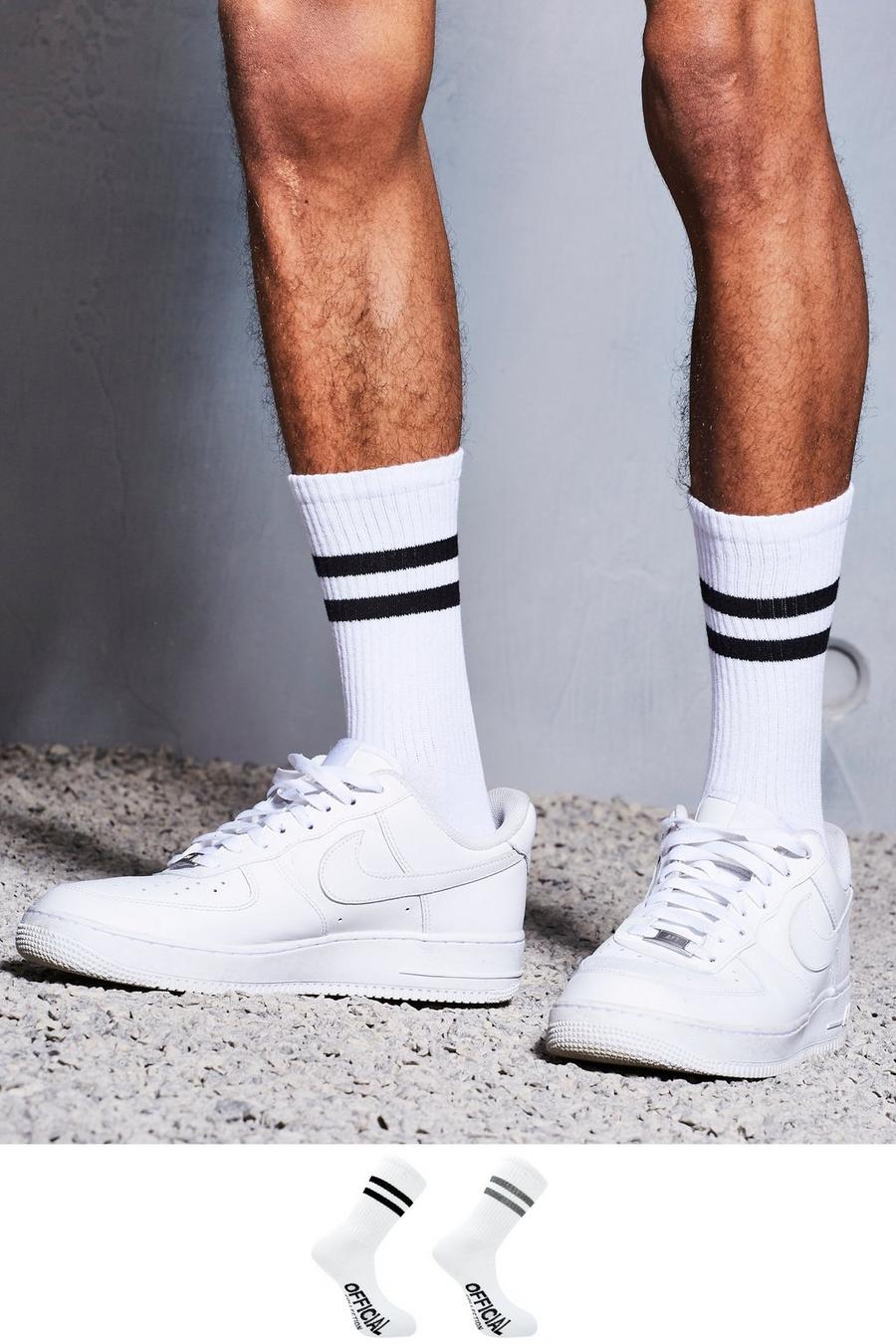 White 2 Pack Official Collection Sport Stripe Socks image number 1