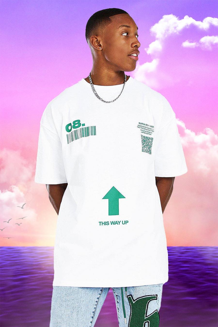 Burna Boy T-Shirt mit QR Code-Print, Weiß image number 1