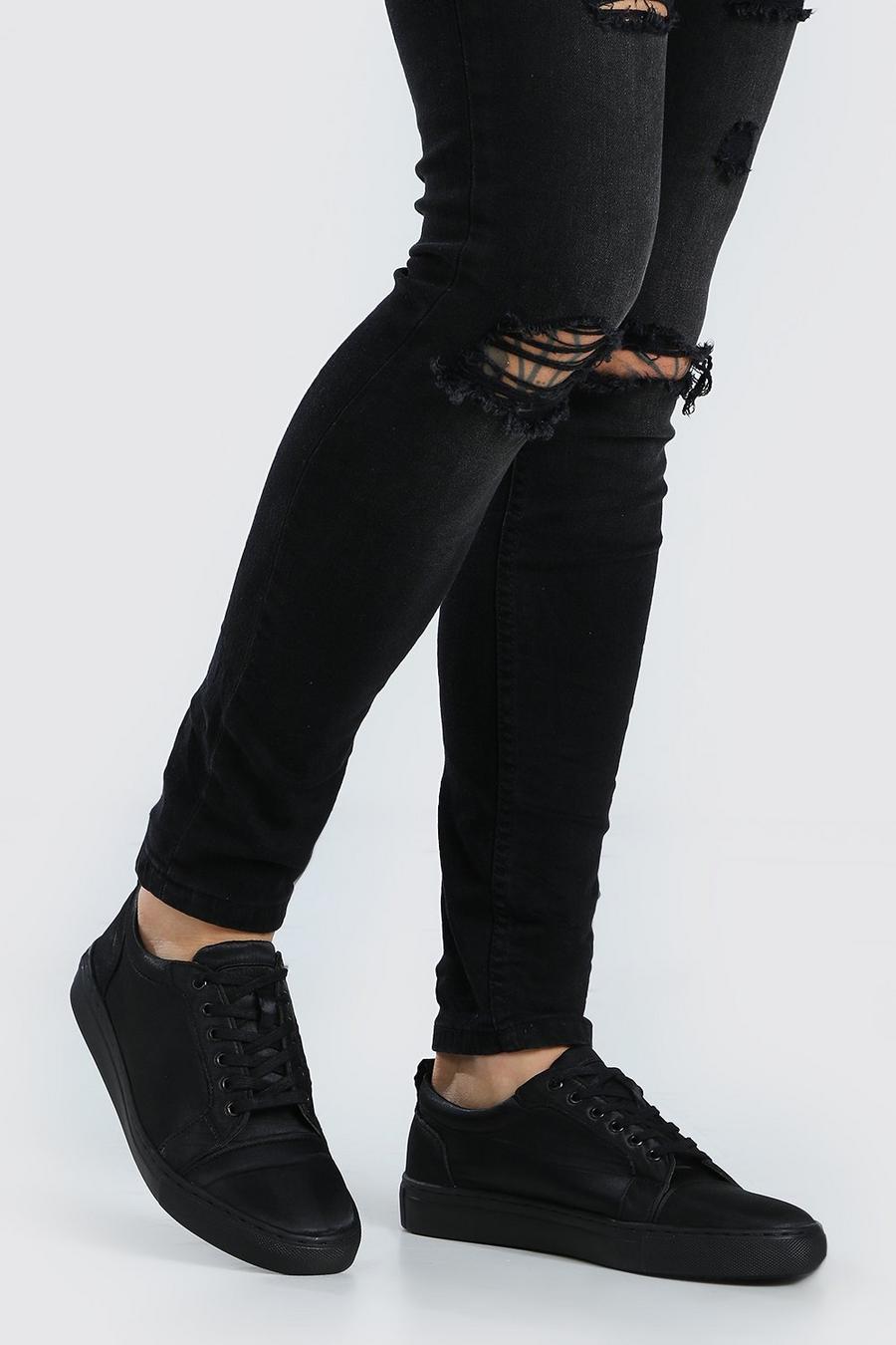 Zapatillas deportivas elegantes con cordones de satén, Negro image number 1