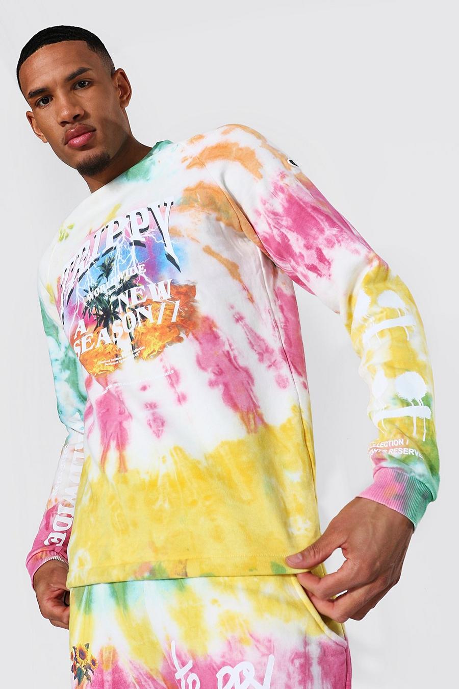 Yellow Tall Oversized Man Trippy Tour Sweater image number 1