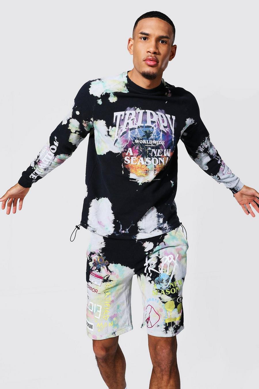 Black Tall Oversized Man Trippy Tour Sweater image number 1