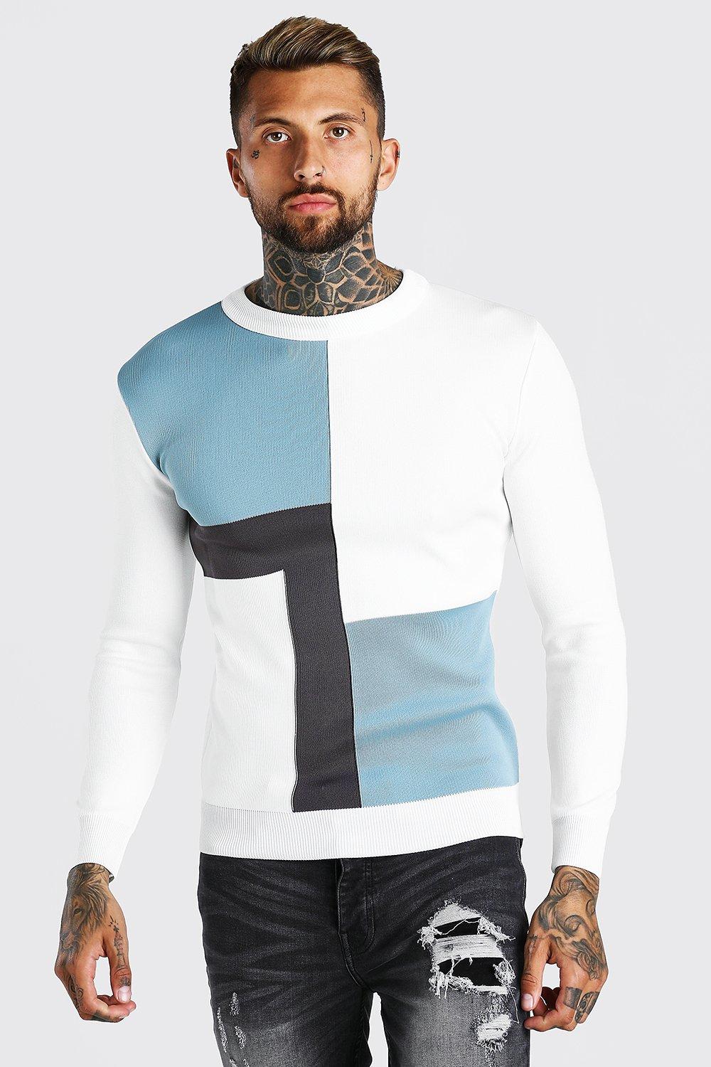 muscle fit knitted jumper