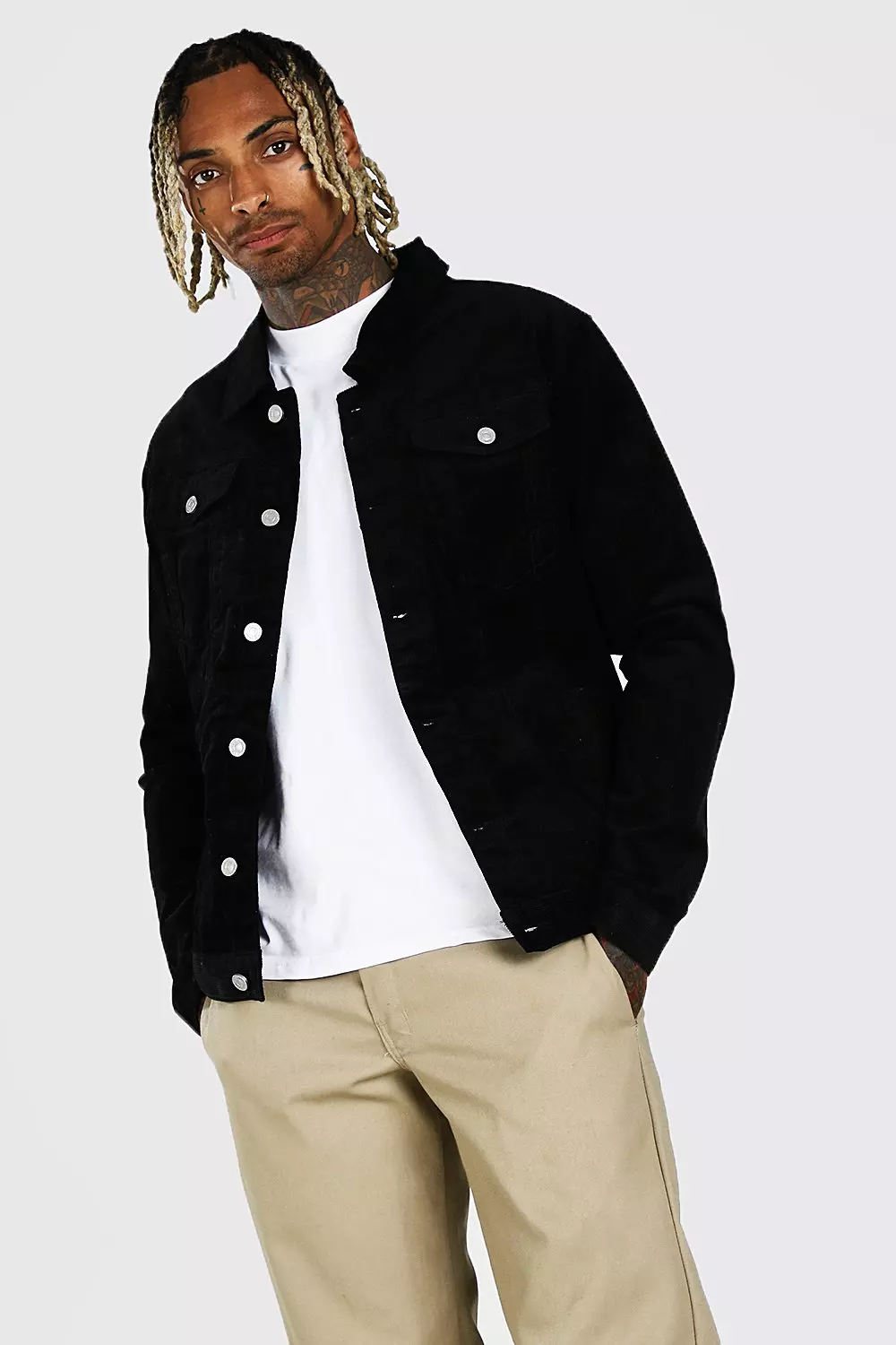 Black cord jacket men best sale