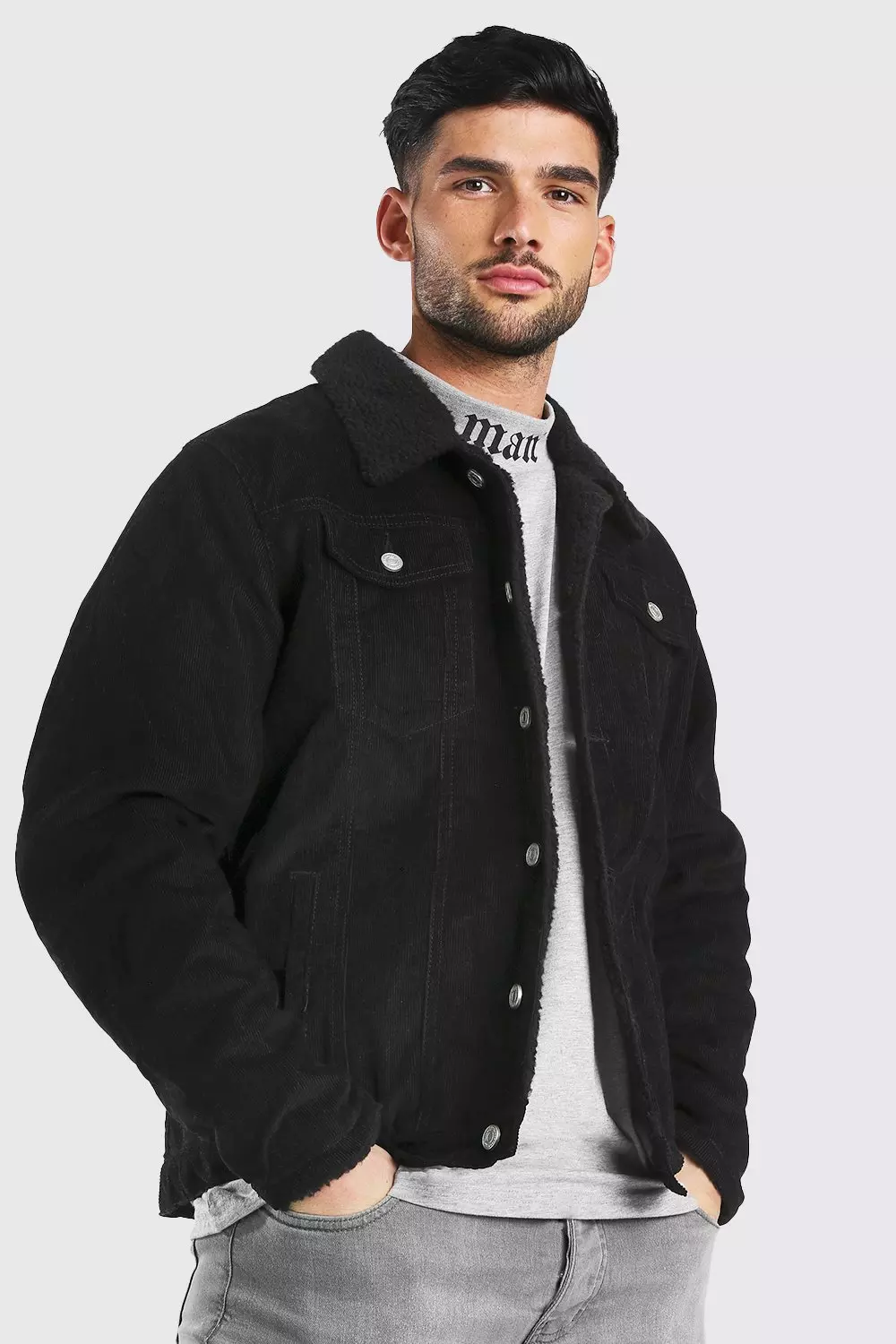 Borg lined corduroy jacket mens best sale