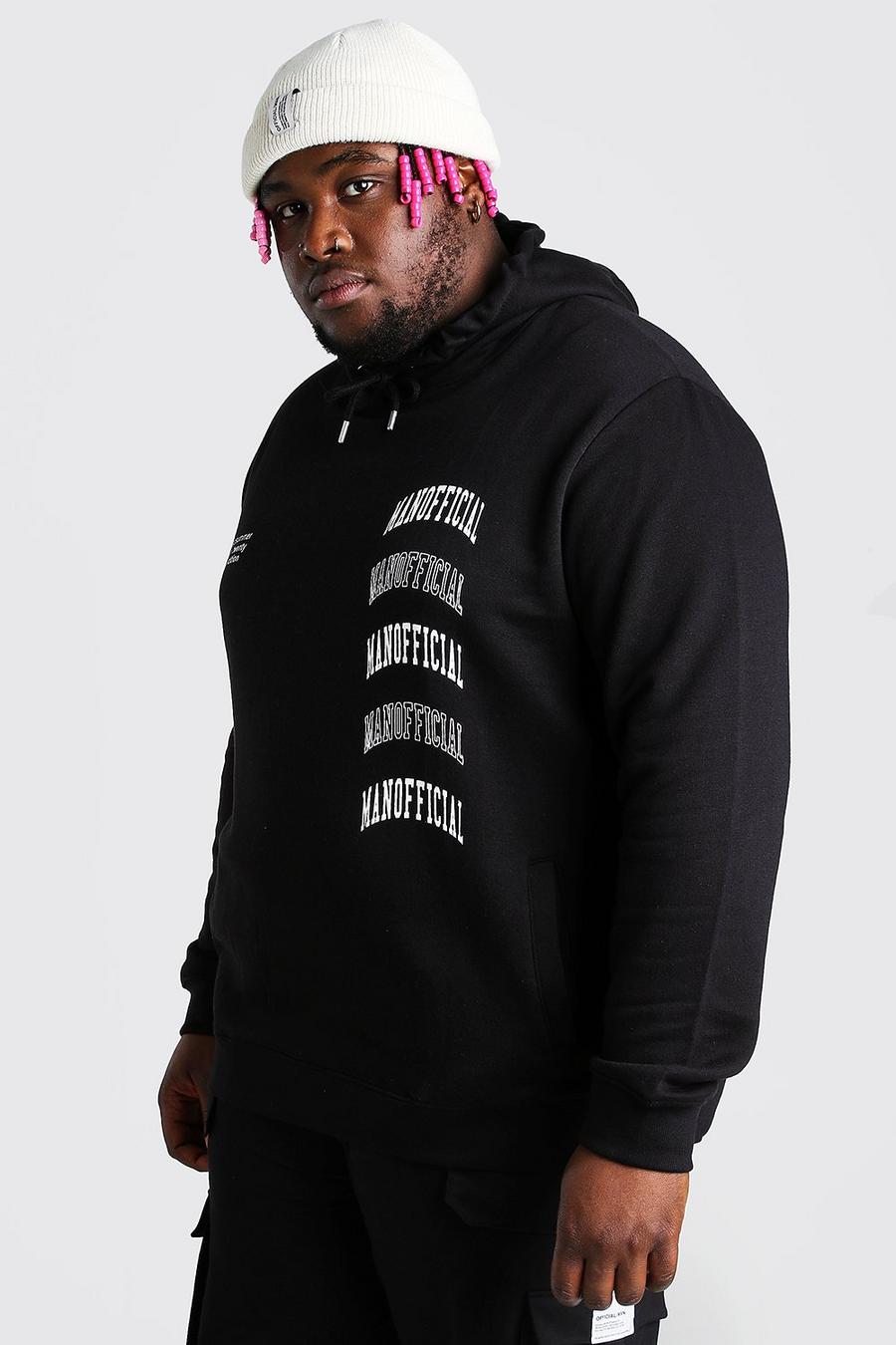 Black Plus Size MAN Official Multi Branded Hoodie image number 1