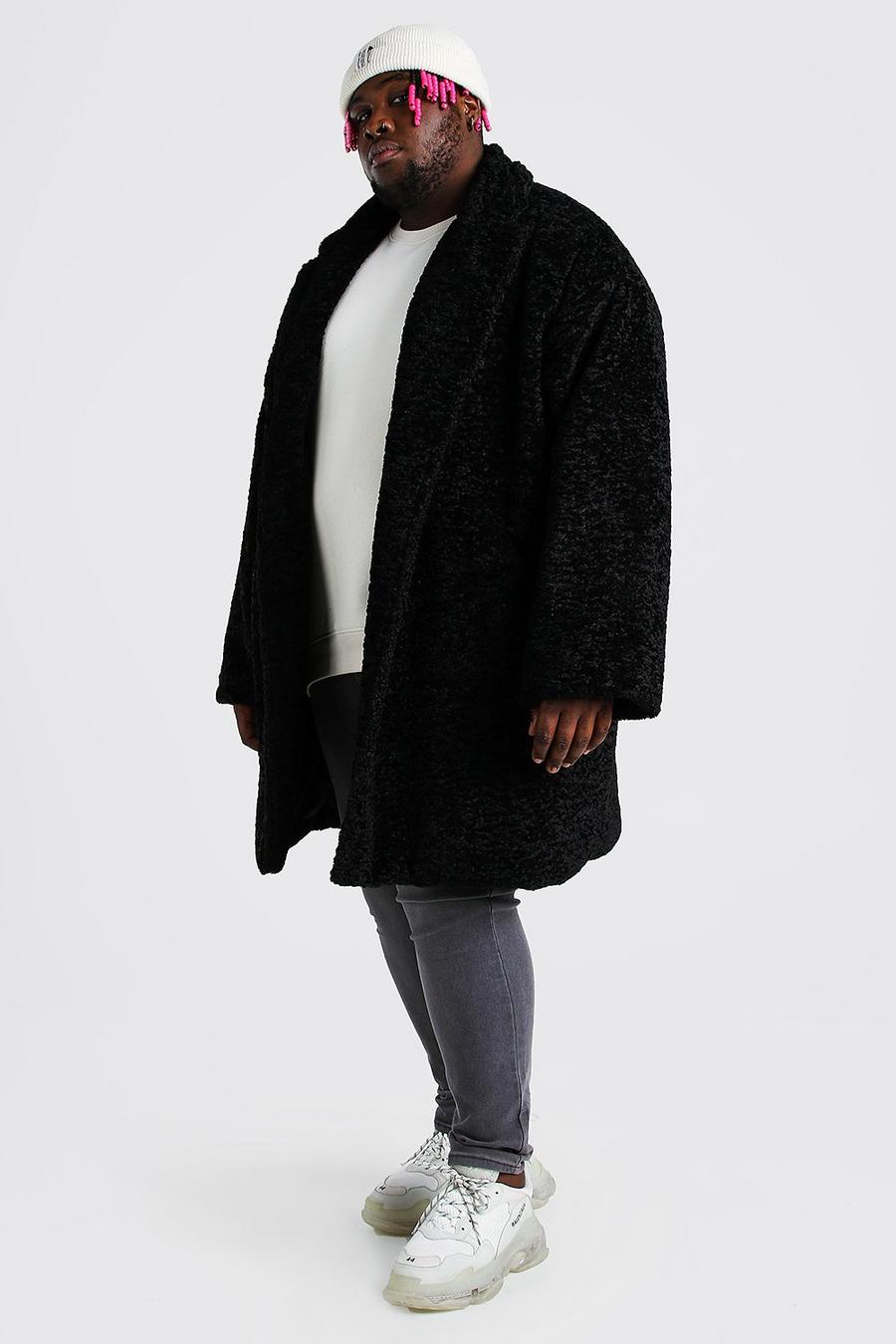 Black Plus Size Faux Fur Teddy Coat image number 1