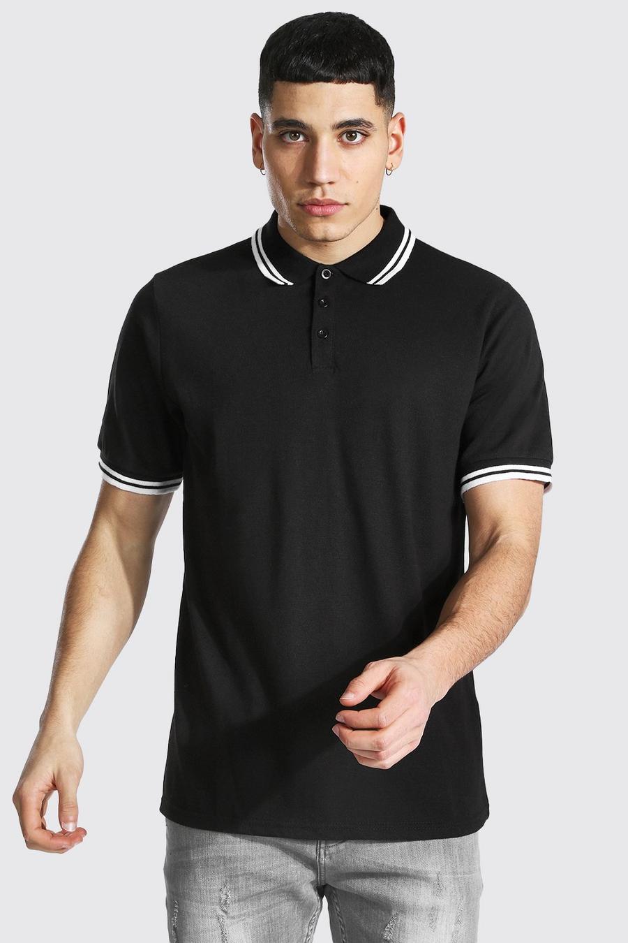 Black Tipped Pique Polo image number 1