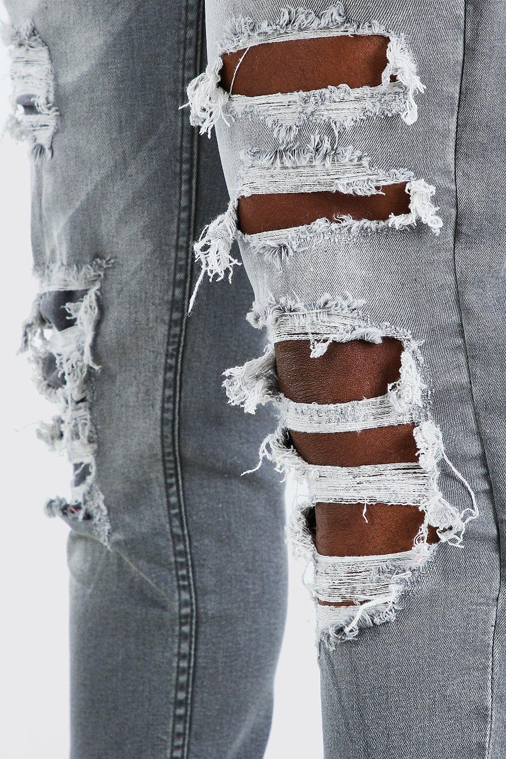 Super distressed jeans front best sale and back