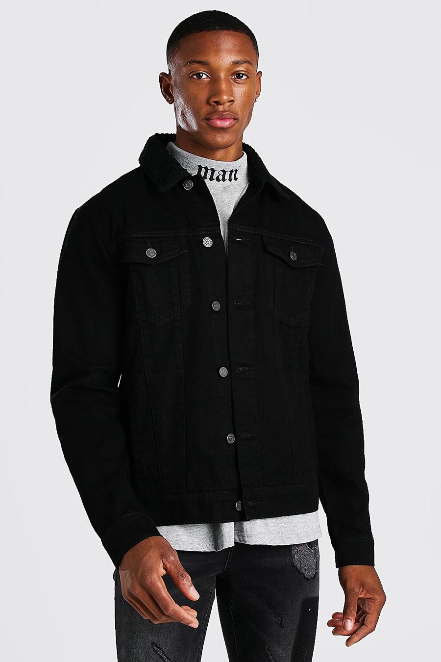 Regular Denim Jacket With Black Borg Collar image number 1