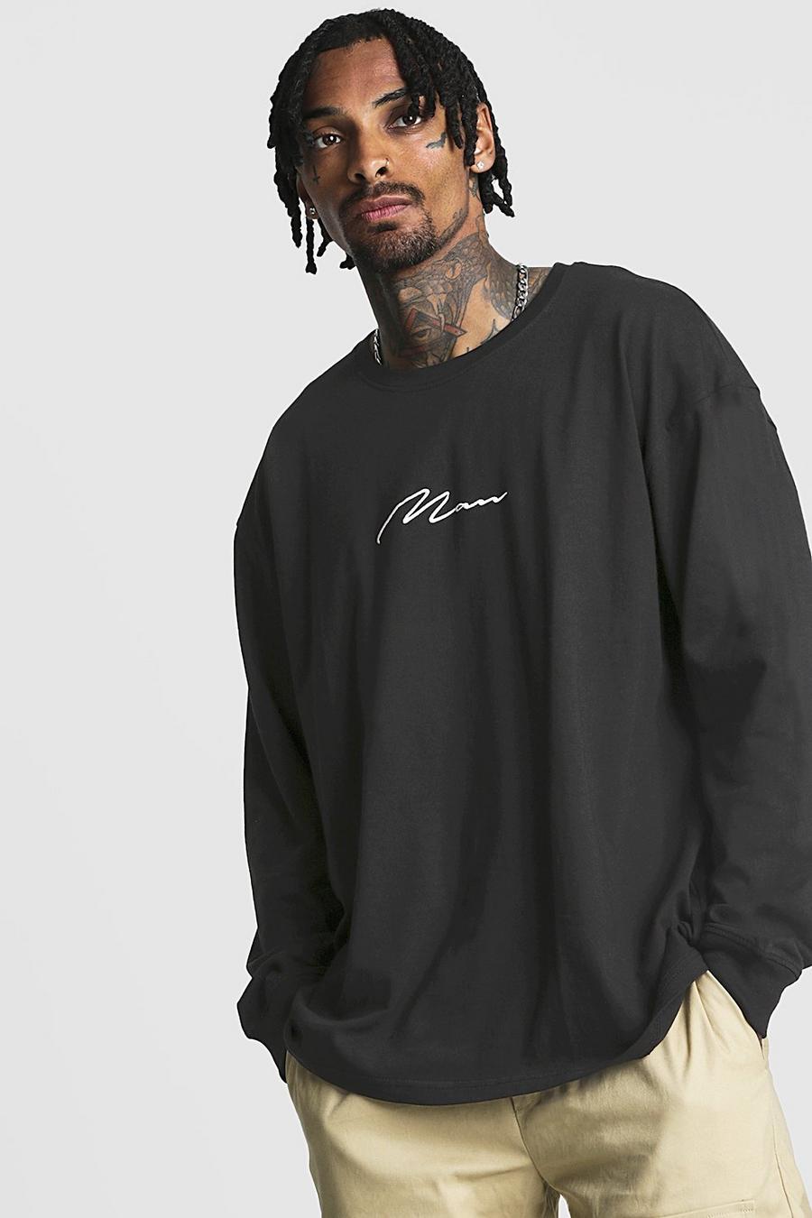 Black Man Signature Oversize långärmad t-shirt image number 1