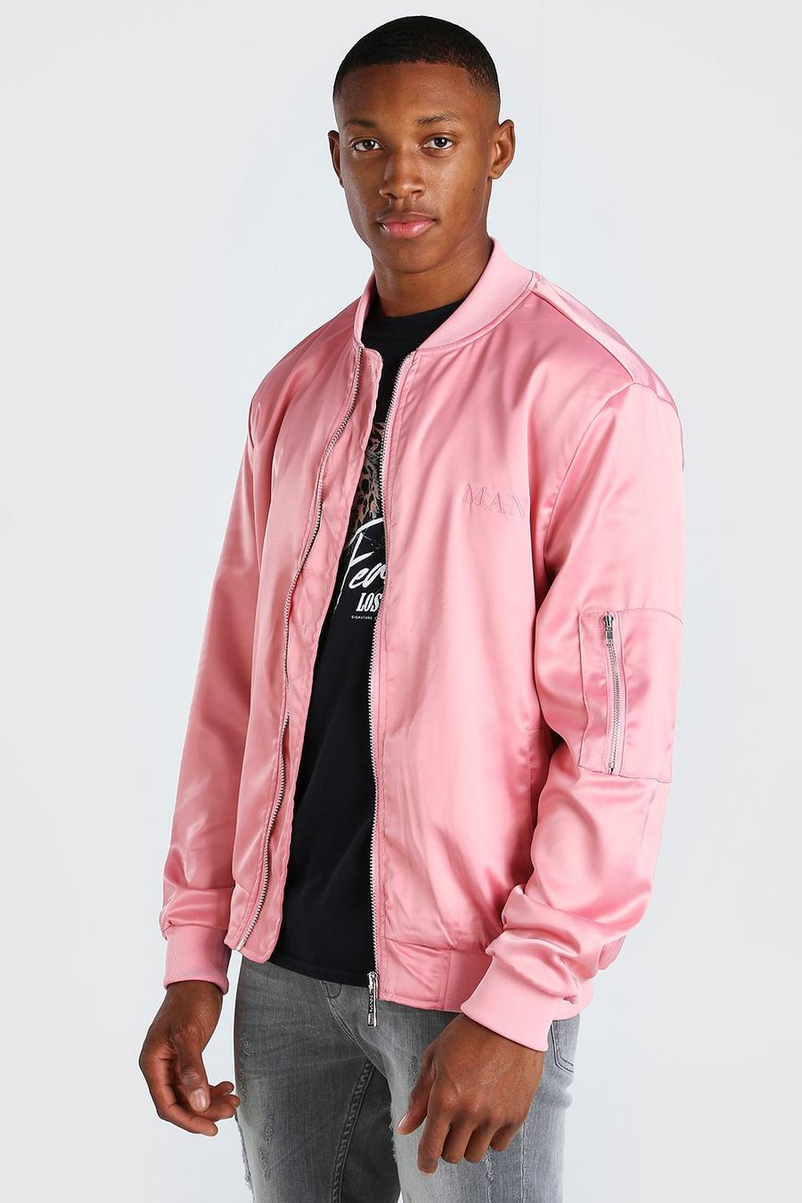 Pink MAN Satin Roman Embroidered Ma1 Bomber image number 1