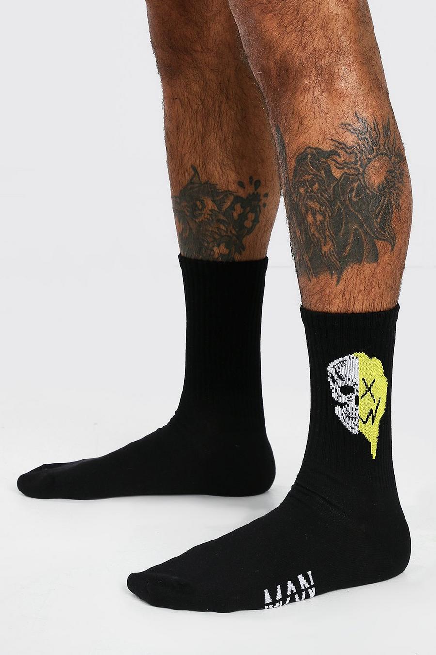 Gespleißte Halloween-Socken mit „Drip Face“-Print, Schwarz black image number 1