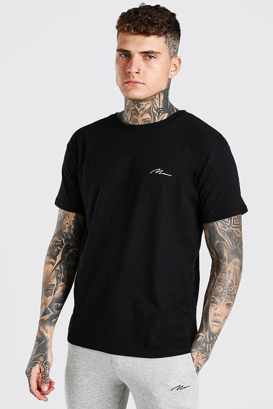 T-Shirt mit MAN-Schriftzug auf der Brust, Schwarz image number 1
