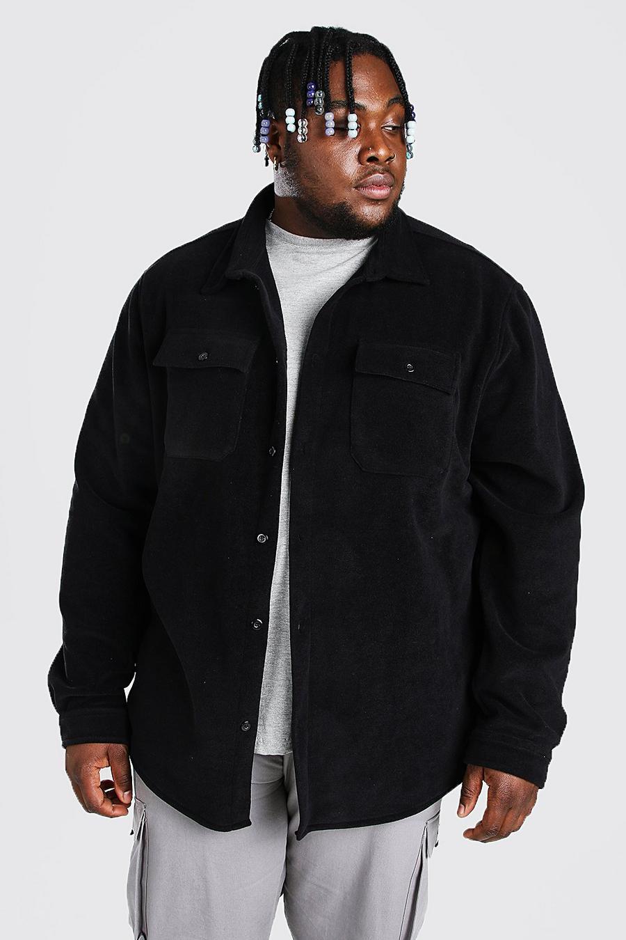 Black Plus Size Man Polar Fleece Vest image number 1