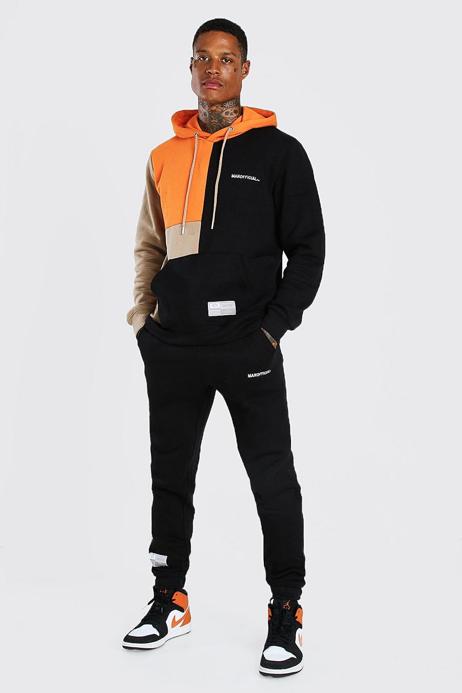 Sweat à capuche et pantalon de survêtement color block - MAN, Orange image number 1