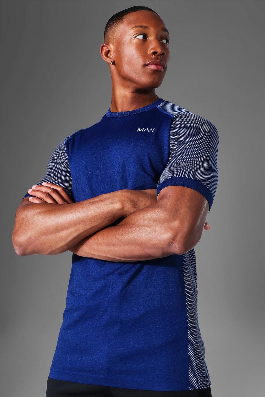 Camiseta sin costuras Active Man, Azul marino image number 1