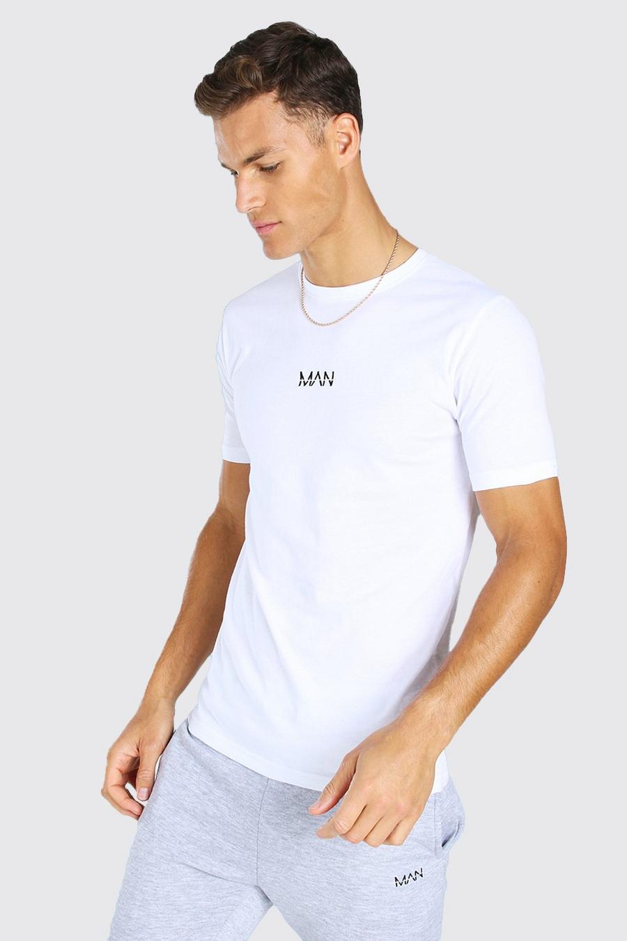 לבן bianco חולצת טישרט עם רקמת Original MAN לגברים גבוהים image number 1