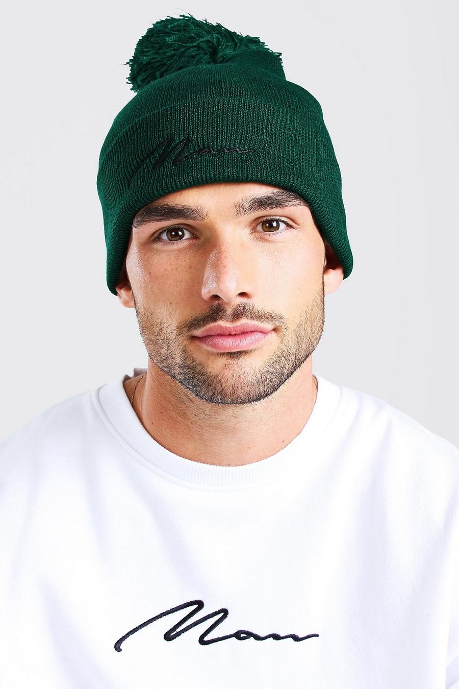 ירוק כובע צמר עם הדפס MAN image number 1