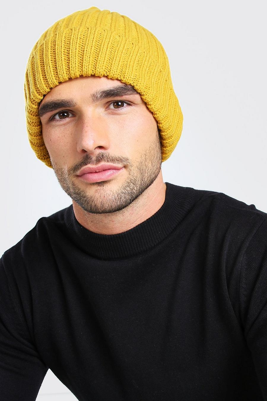 Mustard Chunky Knit Beanie image number 1