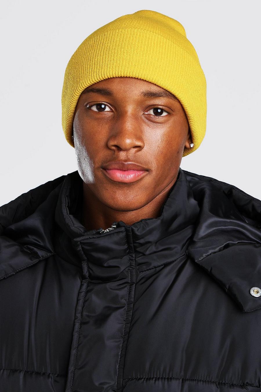 Mustard giallo Rib Knit Beanie image number 1