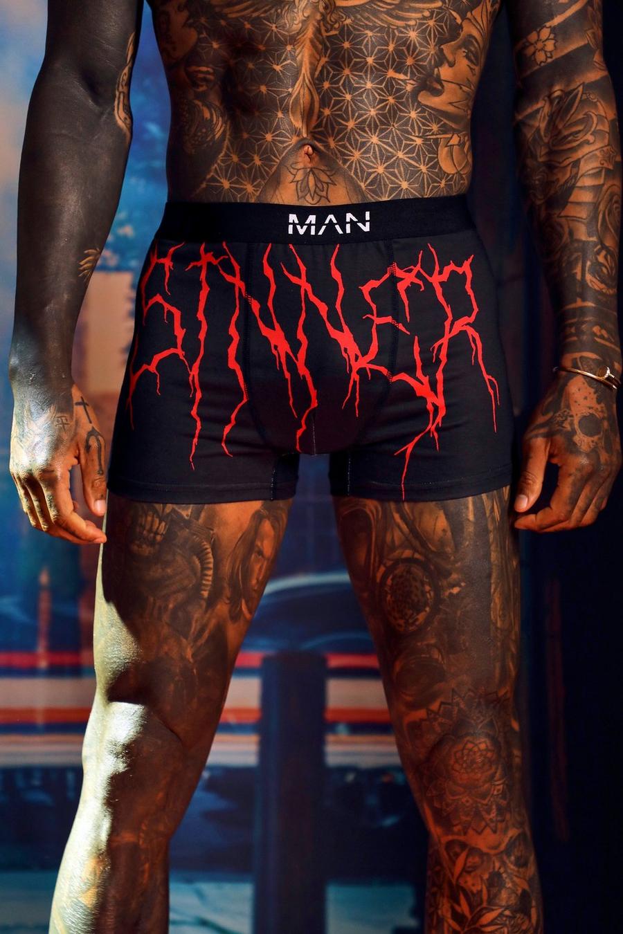 Black MAN Dash Sinner Print Boxers image number 1