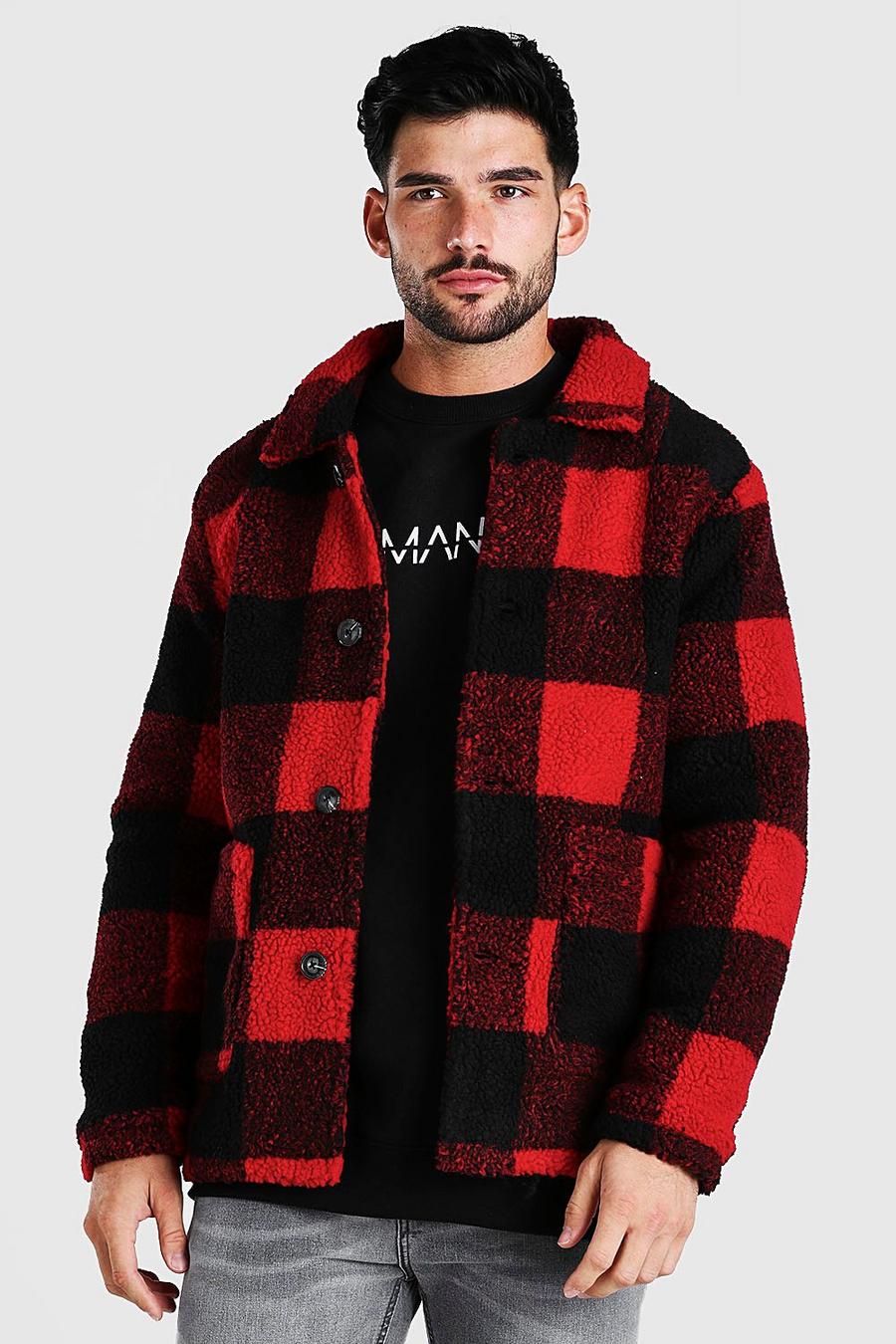 Red Check Borg Jacket image number 1