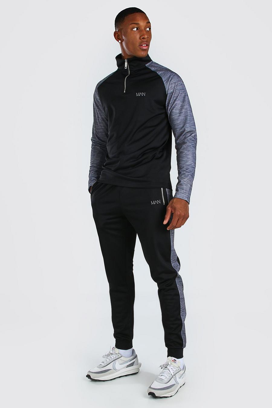 Black Original MAN Track Top And Jogger With Panels image number 1