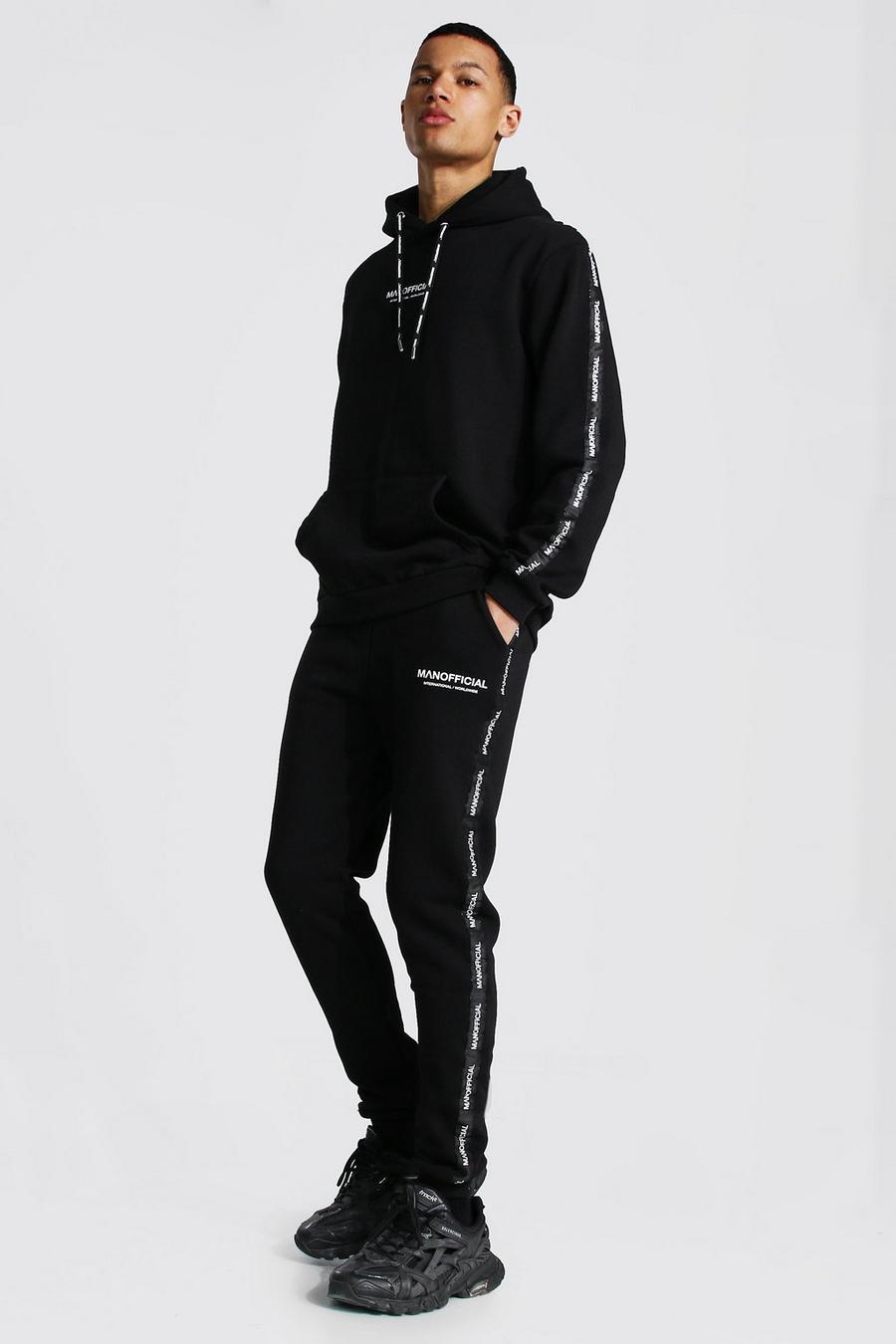 Black Tall Man Print Waistband Detail Tracksuit image number 1