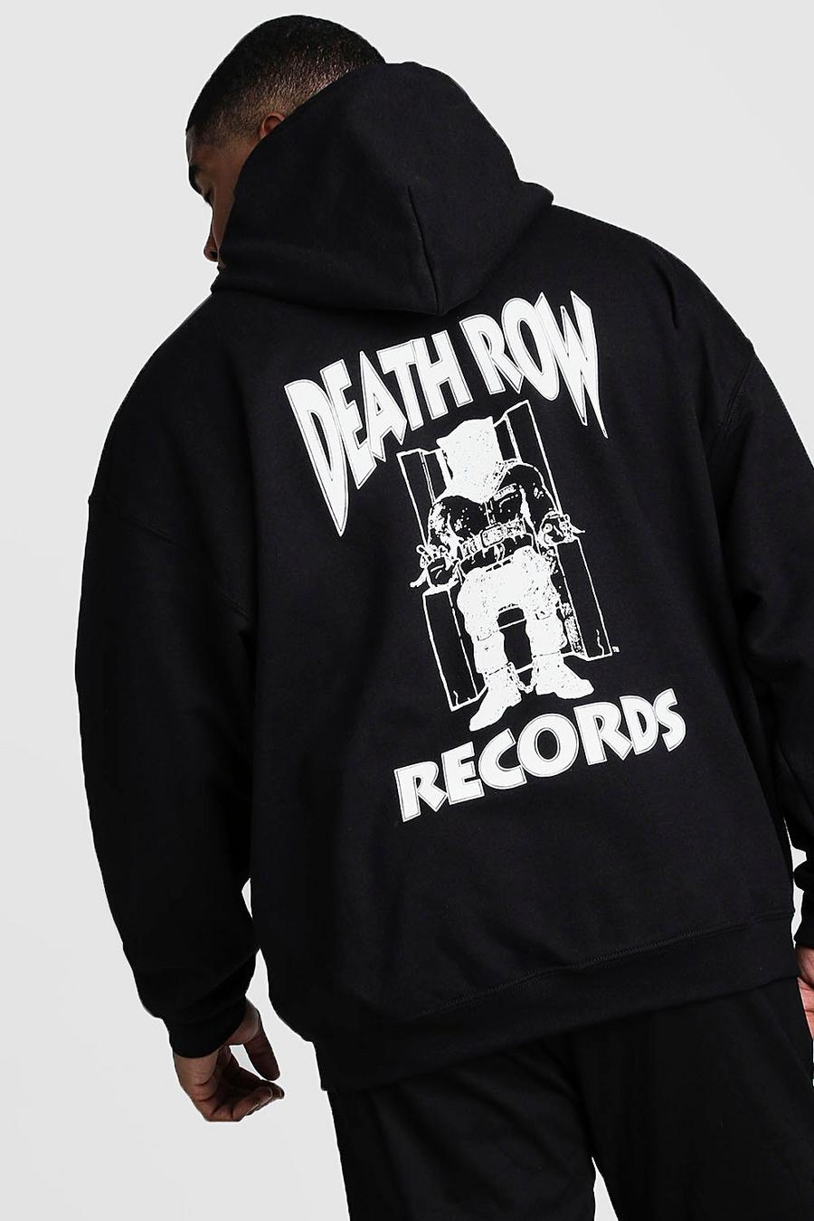 Black Big & Tall - "Death Row Records" Hoodie med officiellt tryck image number 1