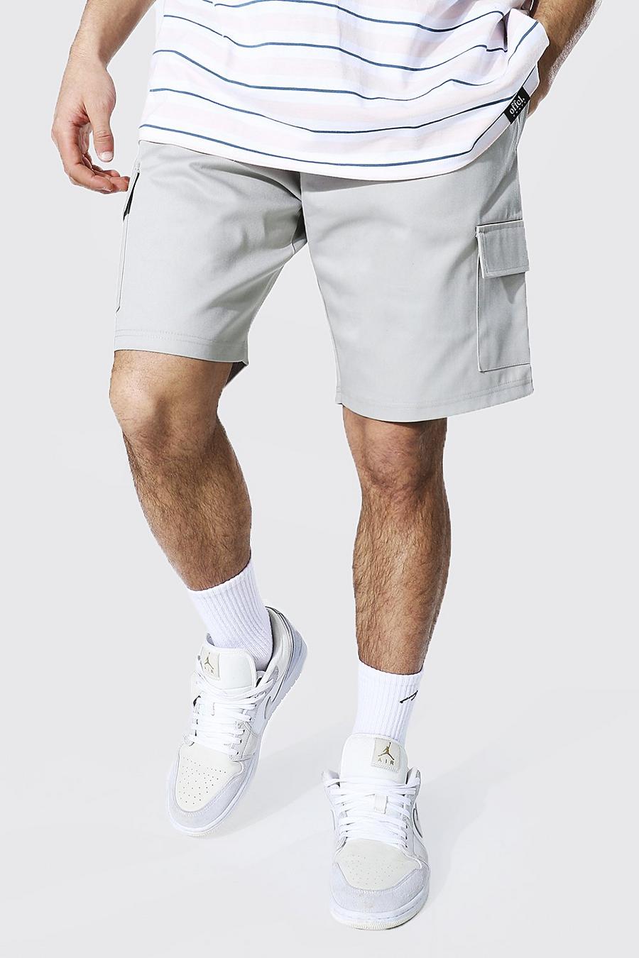 Pantalones cortos cargo sarga, Gris claro image number 1