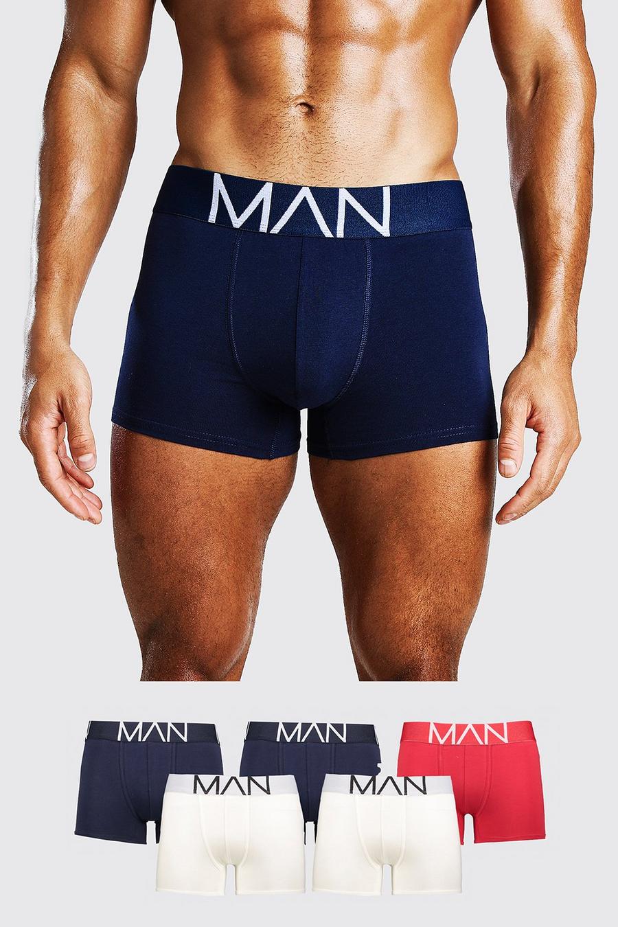 Multi 5 Pack Man Boxers In Mixed Colours image number 1